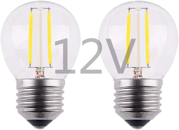 2W LED Mini Globe Bulb, Dimmable E26 Medium Base, 2700K Warm White Light, 25W Incandescent Replacement, 2 Pack
