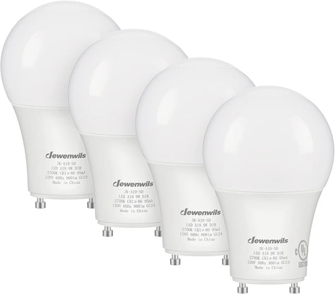 DEWENWILS GU24 LED Light Bulb, 60W Equivalent, 9W 800 Lumens, Dimmable 2 Prong, 2700K Warm White, A19 Shape, 4 Pack