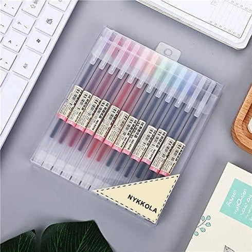 Premium Gel Ink Pen 12 Packs, Fine Point Ballpoint Pen for Japanese Office School Stationery Supply 0.5mm