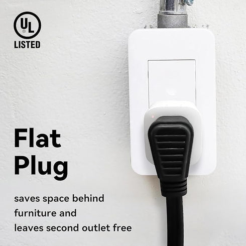 HONDERONS 6FT Black Extension Cord with Flat Plug, 3 Outlets, 14/3 SPT-3, Durable Power Cable for Home, Office