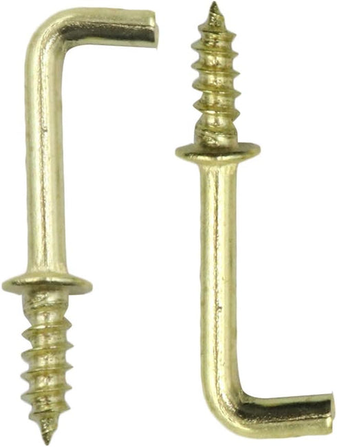 150Pcs 1/2 Inch Brass Plated L Hooks, Mini Right Angle Metal Screw-in Hooks for Hanging