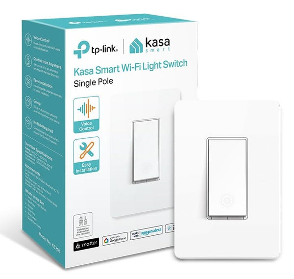 Kasa Matter Smart Light Switch, Voice Control with Siri, Alexa & Google Assistant, Easy Install, Single Pole, KS205