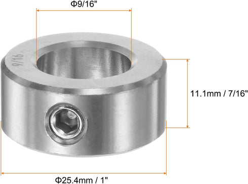 HARFINGTON 2pcs Shaft Collar, 9/16" Bore 304 Stainless Steel Set Screw for Wheel Barrow Axle, Machine Tools