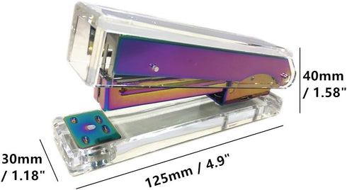 Clear Acrylic Rainbow Stapler, Colorful Desktop Stapler with Classic Modern Design, Gift Idea