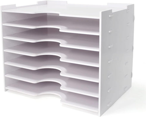 SONGWAY File Organizer for Desk, 7 Tier Wide Document Holder, Letter Mail Tray Storage Rack, A4 Paper Storage