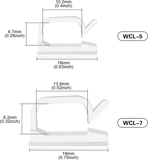 XHF 5/8” White Adhesive Cord Clips, 60pcs Cable Management Staples for Under Desk, Car, Wall, TV