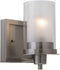 Designers Impressions Juno Satin Nickel 1 Light Wall Sconce/Bathroom Fixture with Clear and Frosted