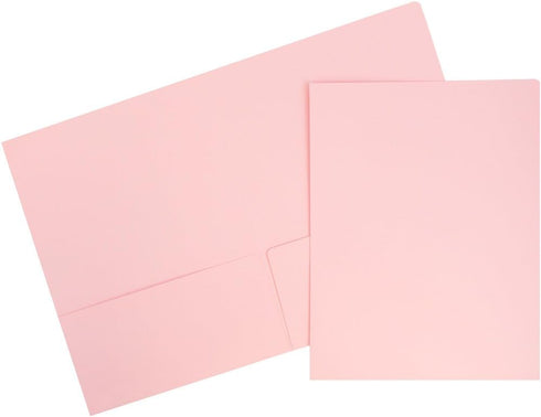 JAM PAPER Premium Matte Cardstock Twin Pocket Folders - Baby Pink Pastel (6/Pack)
