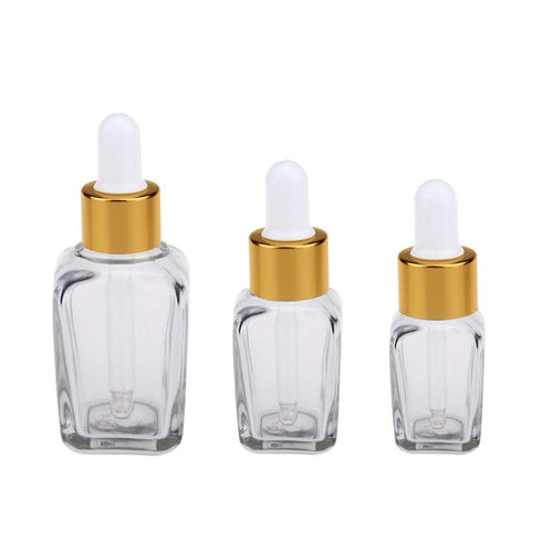 3 Pcs Clear Square Refillable Glass Dropper Bottles Essential Oil Bottles Pipettes Bottles with Funnel 10ml