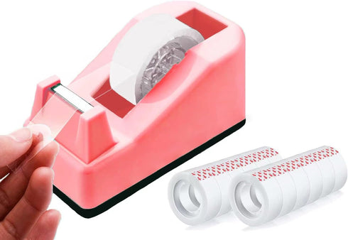 Tape Dispenser Desk with 12 Rolls Transparent Tape, Cute Small Packing Refills for Christmas Gift Wrapping