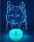 YTDZLTD 3D 16 Creative Wolf Night Light Colors Changing USB Power Remote Control Touch Switch Decor Lamp Optical
