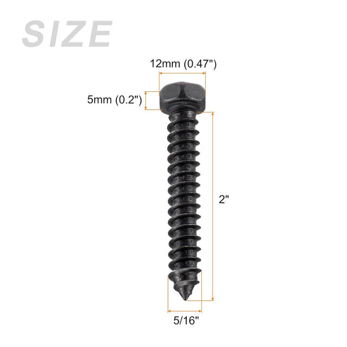 Hex Lag Screws (5/16" x 2") 5Pcs, Carbon Steel Phillips Self-Tapping Wood Bolts - for Household Applications