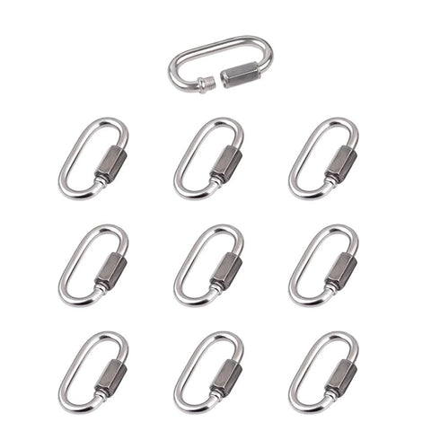 10 Pcs M4 Stainless Steel Quick Coupler Links, High Strength Locking Carabiner Connector Snaps, 1.65"(L)