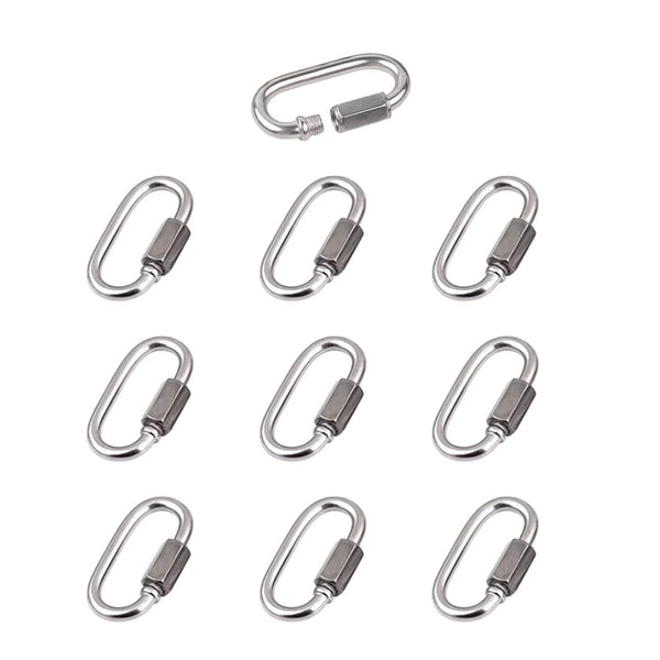 10 Pcs M4 Stainless Steel Quick Coupler Links, High Strength Locking Carabiner Connector Snaps, 1.65"(L)