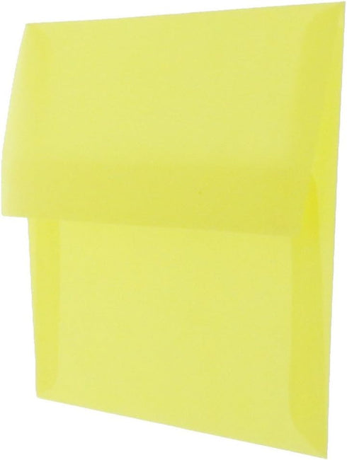 JAM PAPER A2 Translucent Vellum Invitation Envelopes - 4 3/8 x 5 3/4 - Primary Yellow, 50/Pack