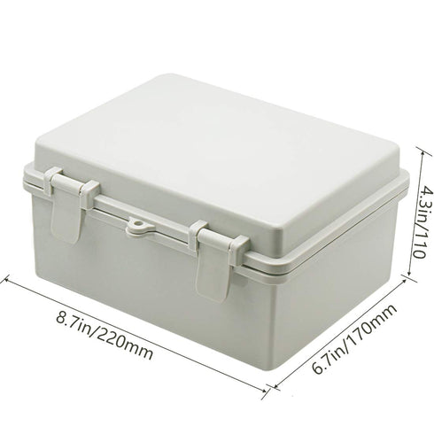 Zulkit Junction Box, ABS Plastic, Dustproof Waterproof IP65, Outdoor Universal Project Enclosure, 8.7 x 6.7 x 4.3 inch