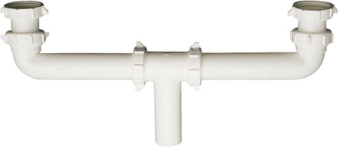 Plumb Pak PP930W Center Waste Outlet with Baffle Tee, 1-1/2 in Inlet, Plastic, 16"
