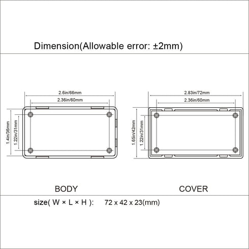 LeMotech Project Box 10 Pieces Black ABS Plastic Electrical Case Small Junction Box for Electronics 2.83 x 1.65 x 0.91