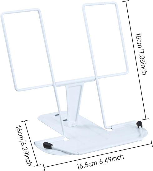 Metal Book Stand for Desk, Adjustable Cookbook Holder, Portable Documents Holder, Sturdy Typing Stand for Recipes
