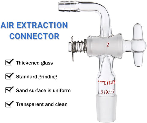 Glass Bent Inlet Adapter with 19/22 Male Glass Joint and 2 mm Hose Connection Lab Glassware