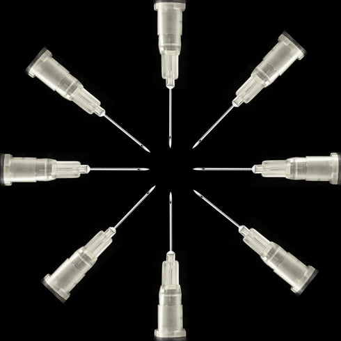 100 Pack 27Ga 1/2 Inch Stainless Steel Dispensing Lab Tools, Individually Wrapped Accessories for Scientific Labs