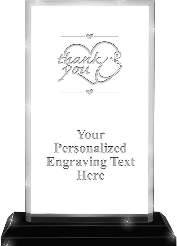 6" Billboard Skyline Thank You with Heart Acrylic Award, Custom Engraved Thank