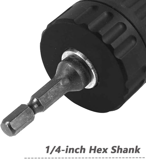 Mesee 0.8-10mm Keyless Drill Chuck Adapter, 3/8-24UNF Mount Thread Impact Chuck Converter with 1/4 Inch Hex Shank