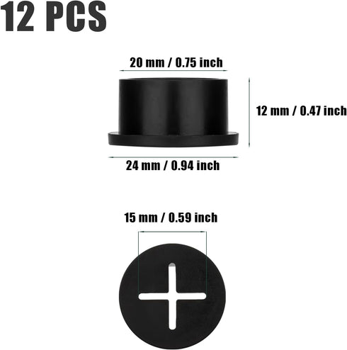 12pcs Cable Cord Grommet 3/4 Inch, Wire Cable Grommet Hole Cover with Storage Case, Rubber Cords and Cables Organizer for Desk Wire Holders for Desk Office Home School Computer (Black)