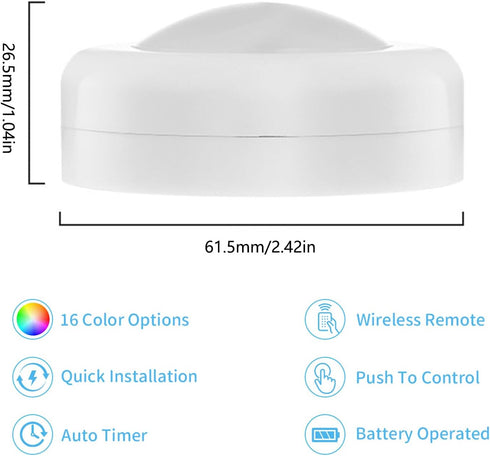 Lilampts Dimmer (6 Pack LED Puck Lights with Remote Control, Wireless Under Cabinet Lighting,Color Changing Lights