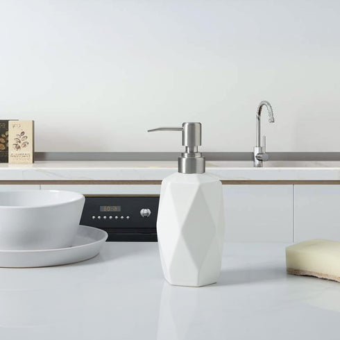 FE Soap Dispenser, 13.5oz Ceramic Bathroom Soap Dispenser with 304 Stainless Steel Pump, Decorative Liquid Hand Soap