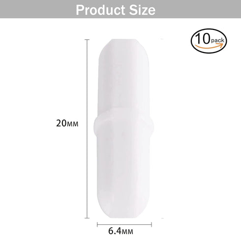 Magnetic Stir Bars, 10 Pcs PTFE Magnetic Stirrer Mixer Stir Bar, 20 mm/0.8 Inch White Laboratory Stirrer Mixer Bar (10)