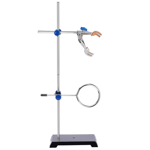 stonylab Lab Stand Set with Steel Support Stand, 4-Prong Burette Clamp, Retort Ring, and 2 Boss Heads for Laboratory.
