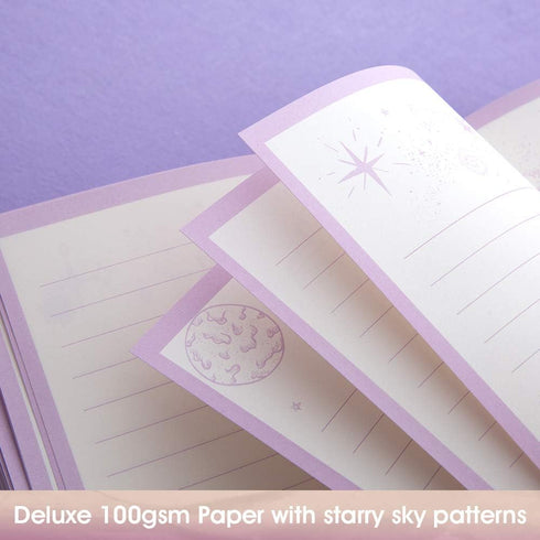 Starry Constellation Lock Diary Set - Gift Box with Pen & Tapes for Kids, Girls, Boys, Luxury Travel Writing Diary
