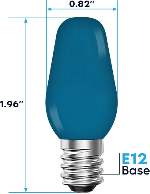 12-Pack C7 Bulbs 0.5W, Bulb, E12 LUXRITE LED Blue Replacement Light for String Lights, Shatterproof Colored Candelabra