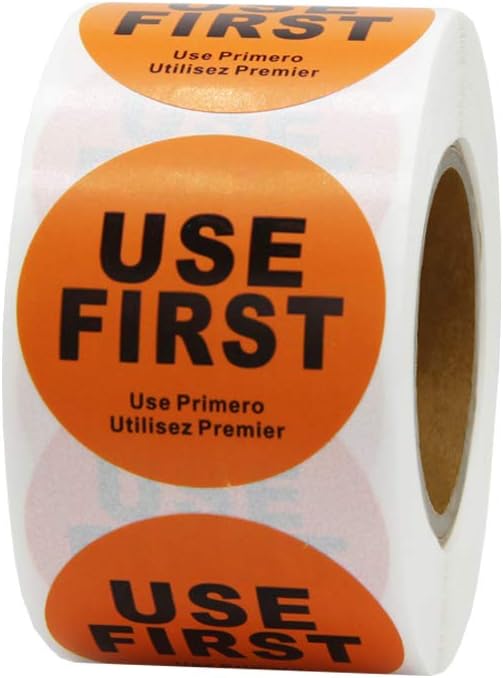 Hcode 1.5 inch “Use First” Inventory Control Label - Permanent Adhesive Restaurant Quality Food Labels