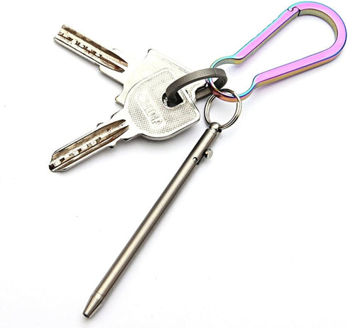 Mini Keychain Titanium Pen, Ultra Light Portable EDC Small Bolt Action Pen, Creative Signature Gadget (Titanium)