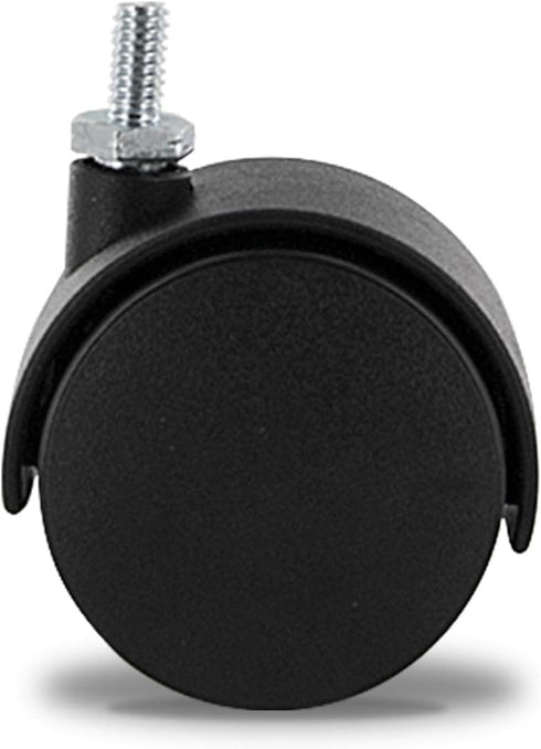 2" Wheel Diameter Black Nylon Swivel Hooded Samson Twin Wheel Caster, 1/4-20 x 1/2" Threaded Stem, Installed Height: