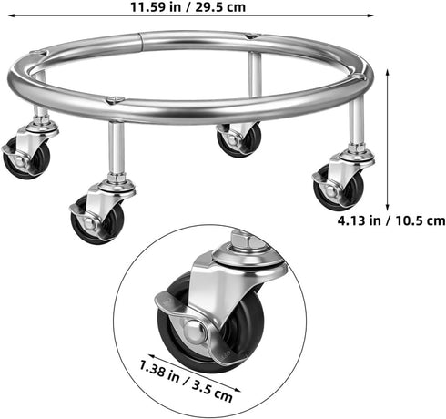 Luxshiny Movable Propane Cylinder Base: Stainless Steel Propane Tank Stand Dolly with Brake Wheel for Cylinder