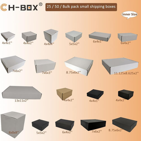 Small Shipping Boxes 6x4x2'' 25 Pack, White Corrugated Cardboard Mailers for Business (CM642-25)