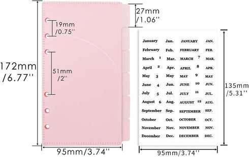 Pink Cash Envelopes A6 Binder Pockets Dividers 6 Tabs PP A6 Binder Inserts with Label Stickers Cash Envelope for Budgeting A6 6-Ring Budget Binder Office Supplies Accessories(Pink) by XiowDow
