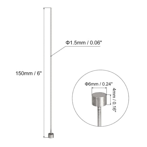 uxcell Straight Ejector Pins, 1.5mm (1/16") Dia. 65Mn Steel Round Tip Punch 150mm (6") Long for Mechanical Maintenance 10Pcs
