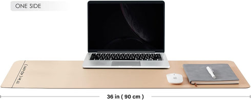 Dual Sided Leather Desk Mat - Waterproof Desk Pad for Office and Home - Desk Organization and Accessories - Ideal for Large Mouse Pad and Desk Mats on Top of Desks(Apricot+Orange,36"x 17") by HOMIEAZICOZI
