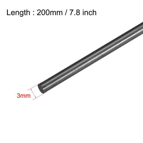uxcell 5pcs Carbon Fiber Bar Support Poles for RC Airplane DIY Projects 3mm Matte Pole 200mm 7.8 Inch