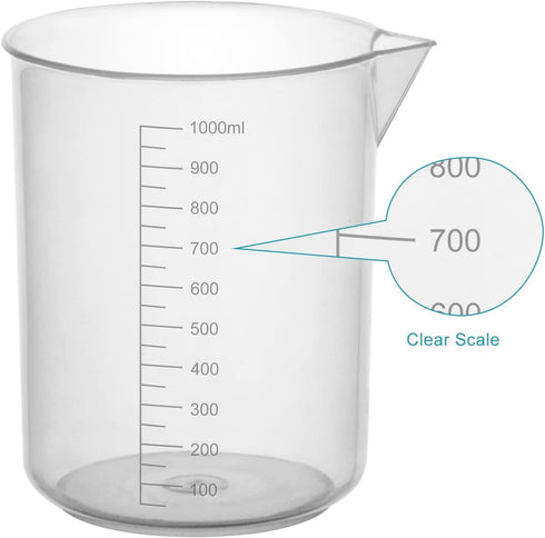 stonylab Plastic Beaker Set, Clear Graduated Beaker with Pouring Spout, 5 Sizes, Combo Pack