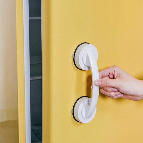 YUM Large Window and Door Handle with Suction Cups - Non-Marking, Non-Perforated for Bathroom Sliding Doors, White