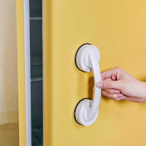 YUM Large Window and Door Handle with Suction Cups - Non-Marking, Non-Perforated for Bathroom Sliding Doors, White