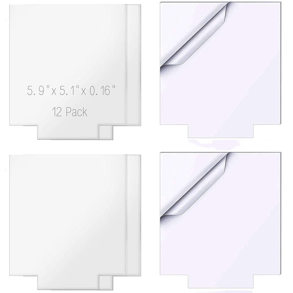Clear Cast Acrylic Sheet for LED Light Base (Pack of 12) - 5.9" x 5.1" x 4mm Square Blanks for DIY Laser Cutting