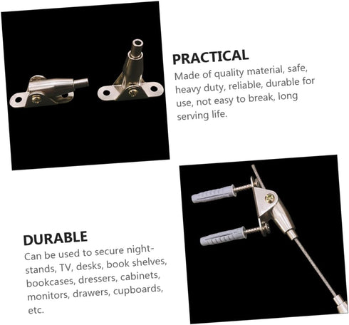 2 Sets Yardwe Home Furniture Straps and Pet Safety Anchors for Preventing Tipping Reliable Furniture Secure Fasteners
