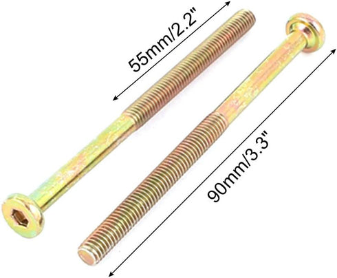 uxcell M6x90mm Male Thread Hex Socket Head Cap Screws, Bronze Tone, 5 Pcs