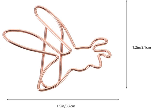 NUOBESTY Decorative File Folders, 20pcs Cute Paper Clips Metal Bee Shape Journaling Paper Clamp Binder Clips for Office